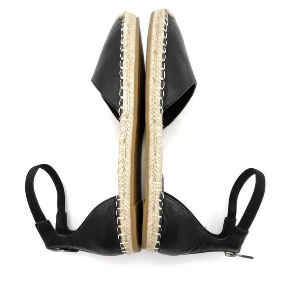Eileen Fisher Lala Leather Espadrille Flats Black Size 8 Ankle Strap Sandals - Picture 11 of 15